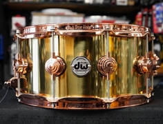 DW USA Collectors Series 6.5x14" Bell Brass Snare Drum (3mm Seamless Shell) w/ Copper Hardware