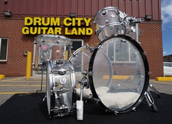 DW Design Series 5pc Clear Acrylic Shell Pack w/ Matching 6X14'' Snare Drum