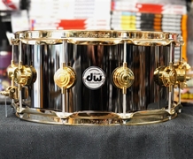 DW USA Collectors Series Black Nickel Over Brass 6.5x14" Snare Drum w/ Gold Hardware