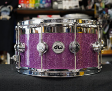 DW USA Collectors Series Top Edge 7x14" Maple/Brass Snare Drum - Purple Glass Sparkle Finish Ply