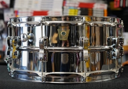 Vintage 1984 USA LUDWIG Lud-A-Loy 6.5x14" Aluminum With Bow Tie Lugs Snare Drum