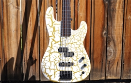 Schecter USA CUSTOM SHOP Model-T White/Gold Satin Crackle  4-String Electric Bass Guitar 2025