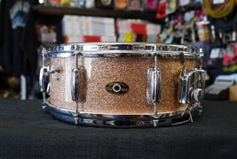 USED - 1960s USA Slingerland 5.5x14" Maple/Poplar Shell w/ Rings Snare Drum - Champagne Sparkle