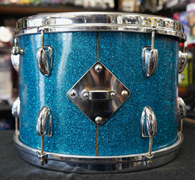 USED - Vintage 1950s Slingerland USA Maple/Poplar/Mahogany 9x13" Tom - Blue Sparkle Wrap