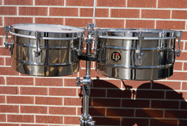 Latin Percussion LP-255S Tito Puente Signature Stainless Steel Timbales | 12" & 13"