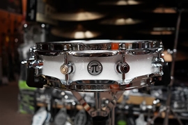 DW Collector's Series Pi Snare - Pure Maple White Glass Sparkle Chrome Hdw. | 3.14" x 14" Snare Drum