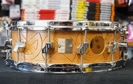 Darby 5x14" Hand Carved Wood 12-Lug Snare Drum w/ x3 Sound Holes (Colorado Made)