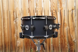 DW USA Collectors Series - Intense Ebony Satin Oil - 6.5 x 14" Maple Snare Drum w/ Black Nickel Hdw.