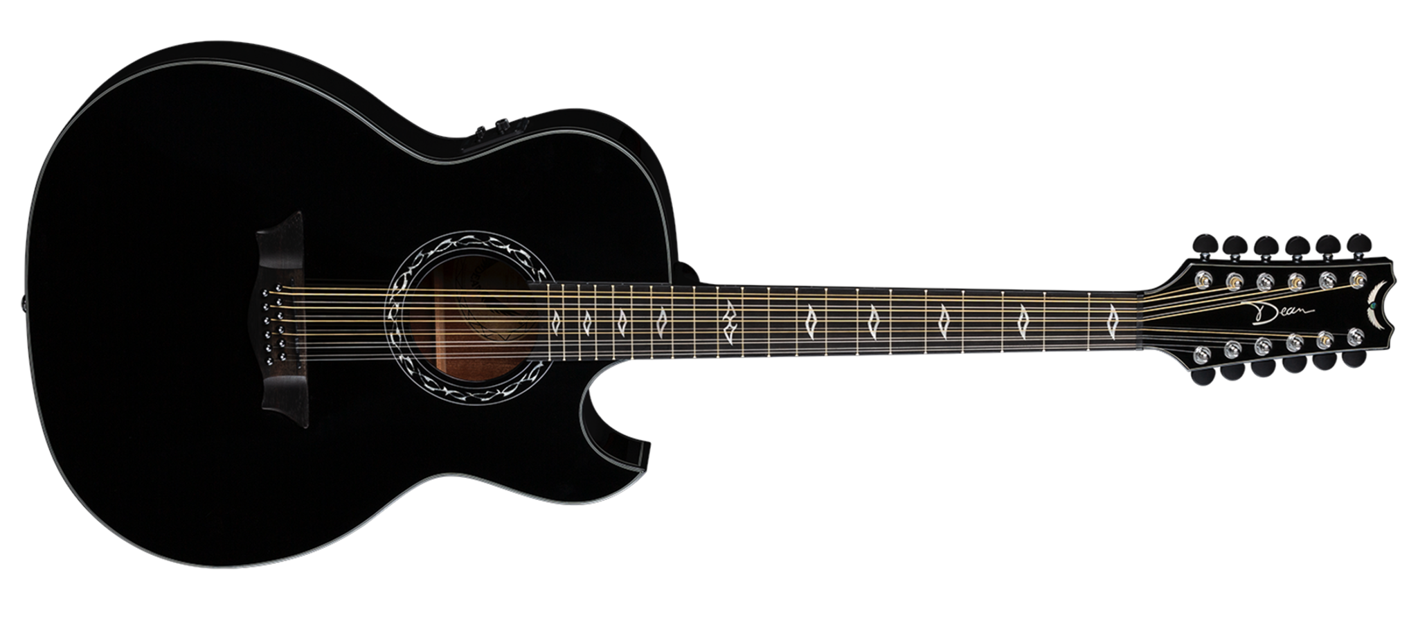 Dean Exhibition-12 Classic Black 12-String Acoustic Electric Guitar