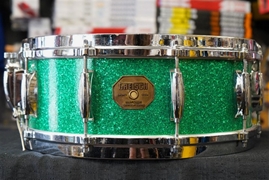 Vintage 1970s Gretsch USA Custom Series 5x14" Maple Snare Drum - Green Sparkle Glass