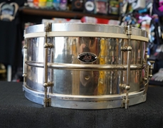 Vintage 1930s Leedy & Strupe 6.5x14" Stainless Steel Snare Drum
