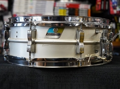 USED - Vintage 1970s Ludwig USA Acrolite 5x14" Aluminum Snare Drum w/ Blue & Olive Badge