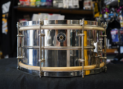 USED - 1930s Leedy Reliance Model 6.5x14" Nickel Plated Brass Snare Drum w/ Original Leedy Calf Snare Heads! Amazing!