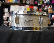 USED - Rogers Luxor Model 5x14" Maple Snare Drum - Silver Glass Glitter
