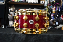 DW USA Specialty Edge Series 8x14" Maple Snare Drum - Ruby Glass Sparkle FP