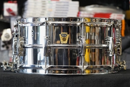 1958 Ludwig USA Transition Badge Super-Sensitive 6.5x14" Chrome Over Brass Snare Drum