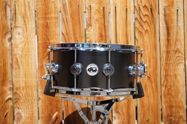 DW USA Collectors Series 6.5x14" Snare Drum Satin Black over Brass w/ Chrome Hardware  