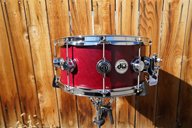 DW USA Collectors Series Cherry Satin Oil w/ Twisted Outer 6.5" x 14" Pure Maple Snare Drum