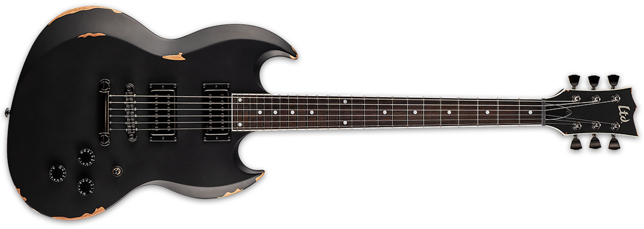 LTD SIGNATURE SERIES Volsung Distressed Black Satin 6-String Electric Guitar  
