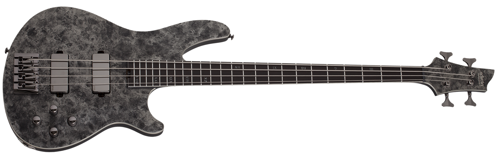 Schecter DIAMOND SERIES MVP  Vince Price C-4   Satin Black Reign  4-String Electric  Bass Guitar 2023