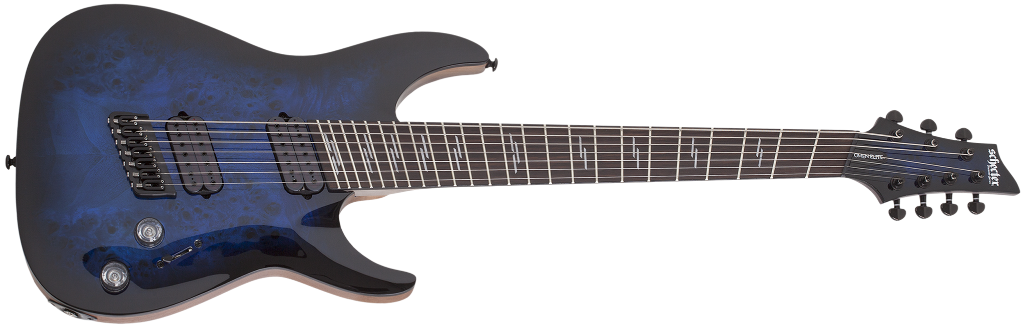 Schecter DIAMOND SERIES Omen Elite-7 Multiscale See Thru Blue Burst 7-String Electric Guitar