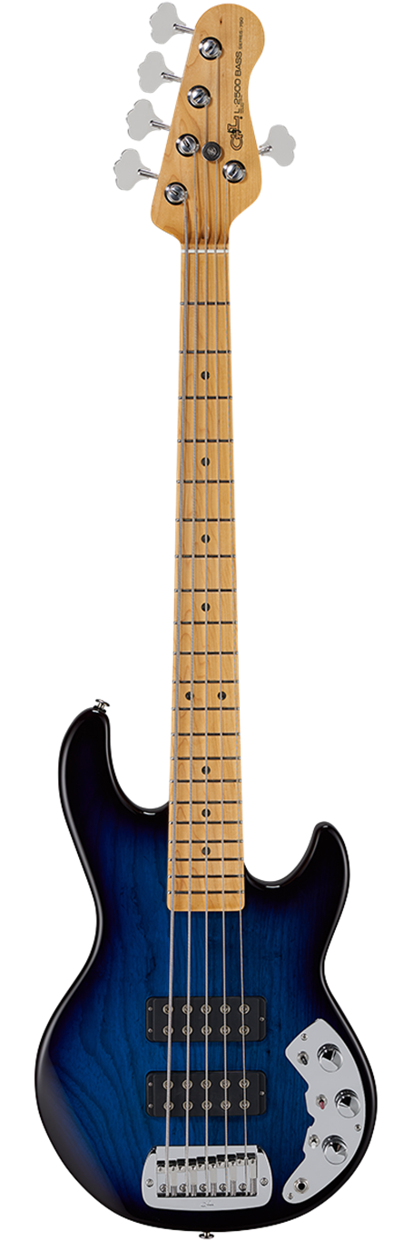 G&L USA  Series 750  CLF Research L-2500  Blueburst Urethane 5-String Electric Bass Guitar  