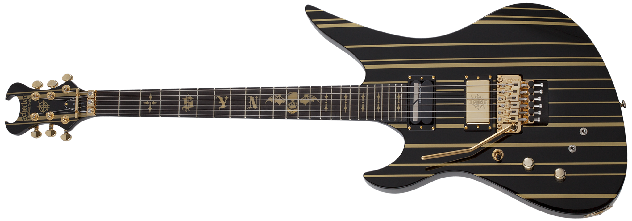 Schecter DIAMOND SERIES Synyster Custom-S Black with Gold Stripes Left Handed   6-String Electric   Guitar 2022