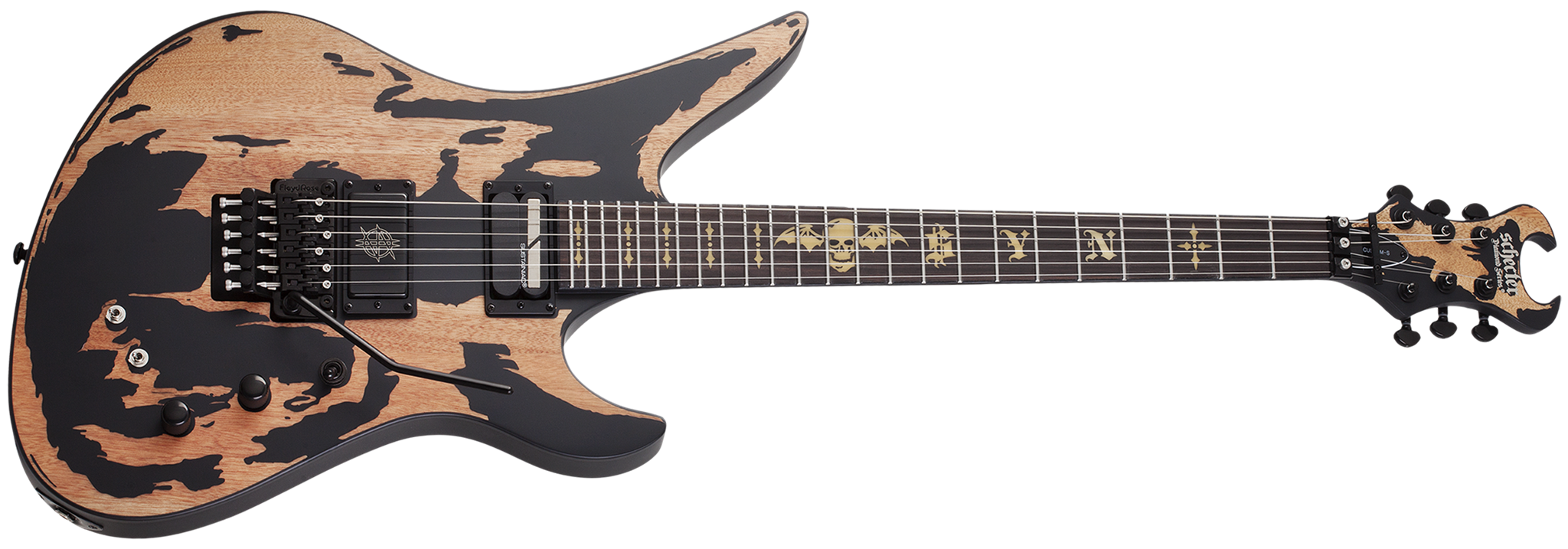 Schecter DIAMOND SERIES Synyster Custom-S Distressed Black Satin 6-String Electric Guitar 2024