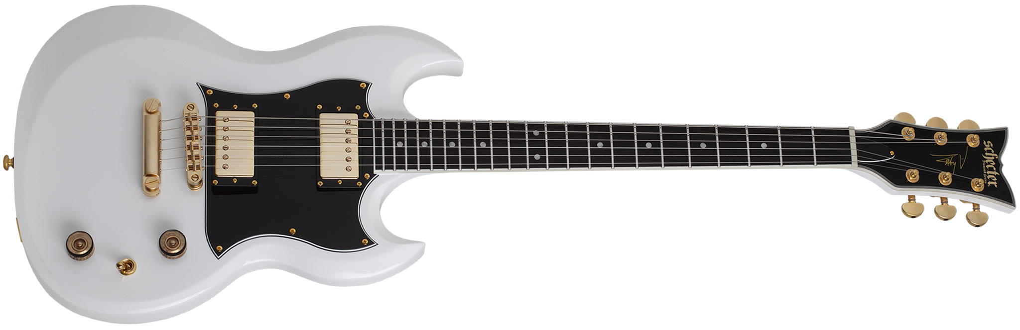 Schecter DIAMOND SERIES ZV-H6LLYW66D    Gloss White 6-String Electric Guitar 2024