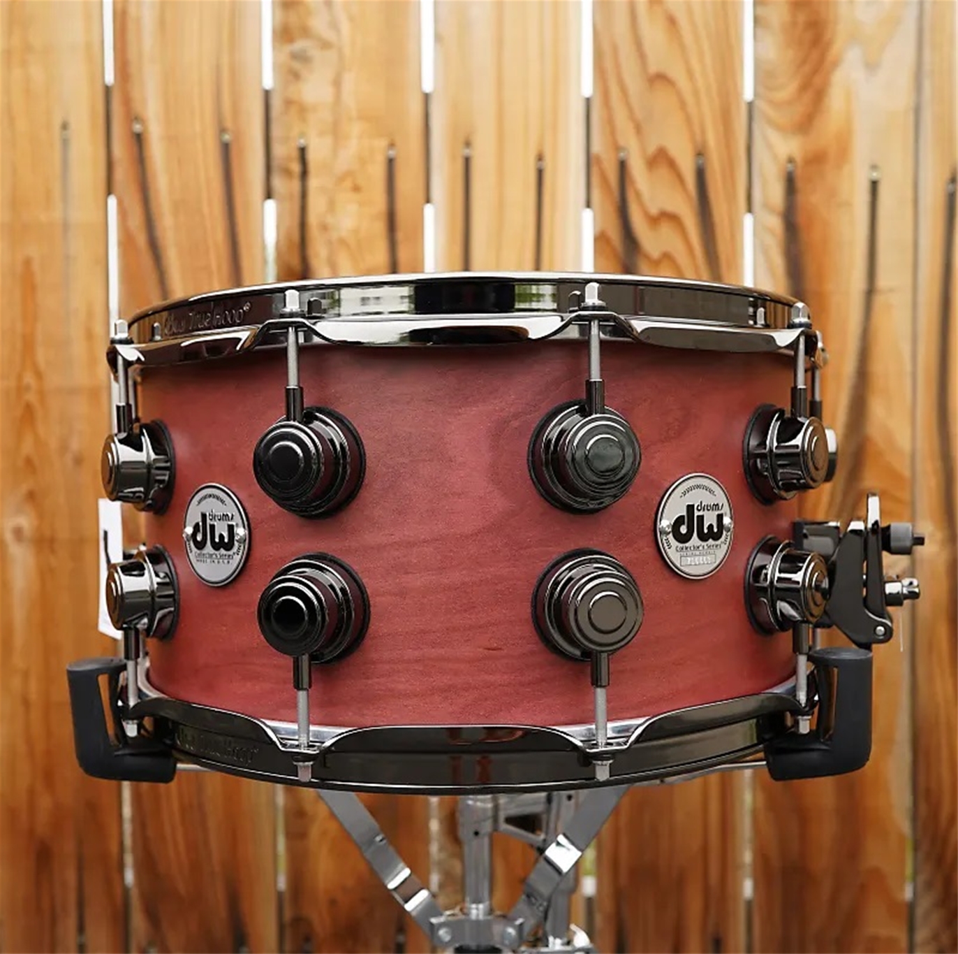 DW USA Collectors Series 7 x 14" Pure Cherry HVLT Shell 20-Lug Snare Drum w/ Black Nickel Hdw.