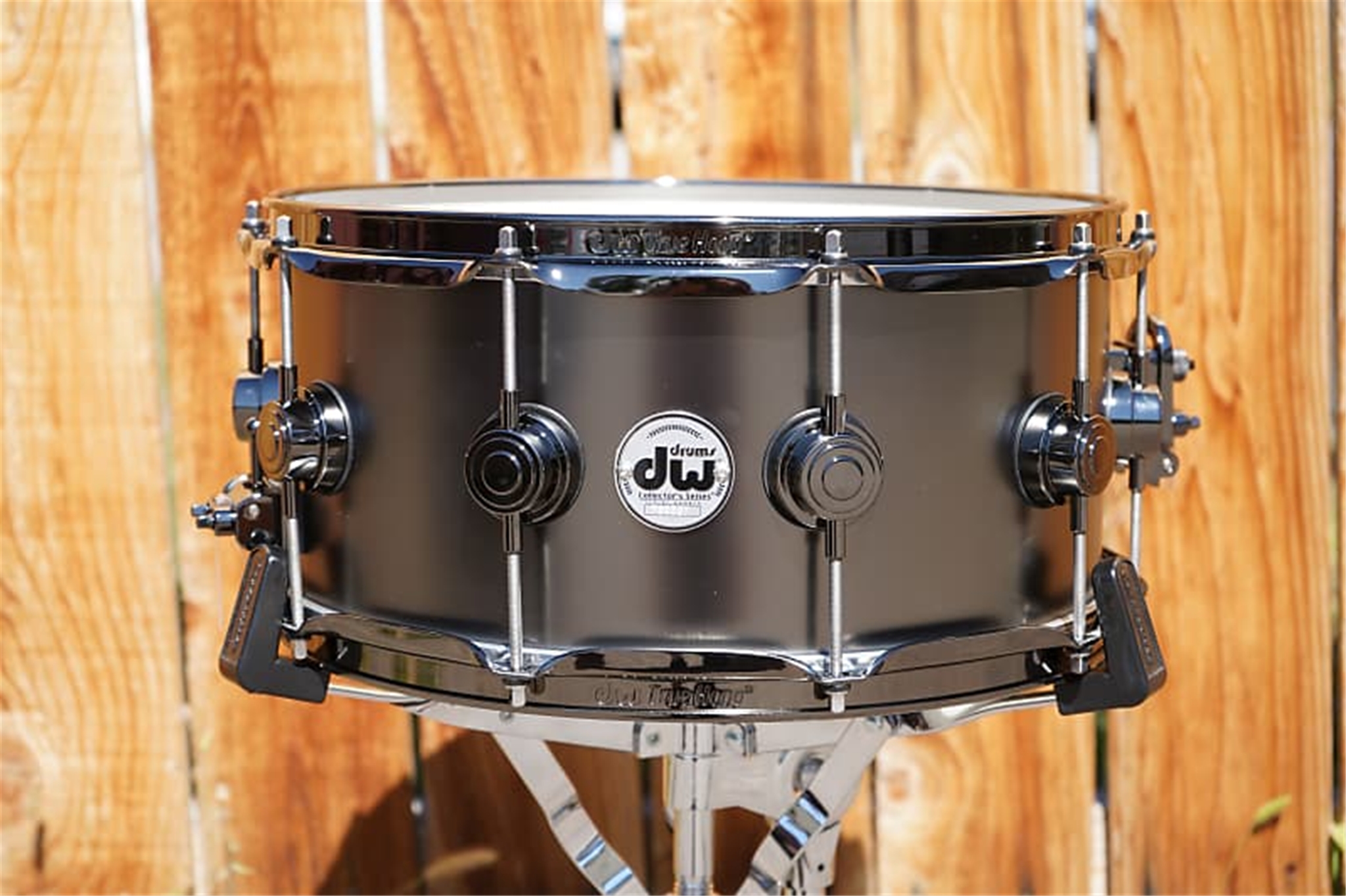DW USA Collectors Series 6.5x14" Snare Drum Satin Black over Brass w/ Black Nickel Hardware