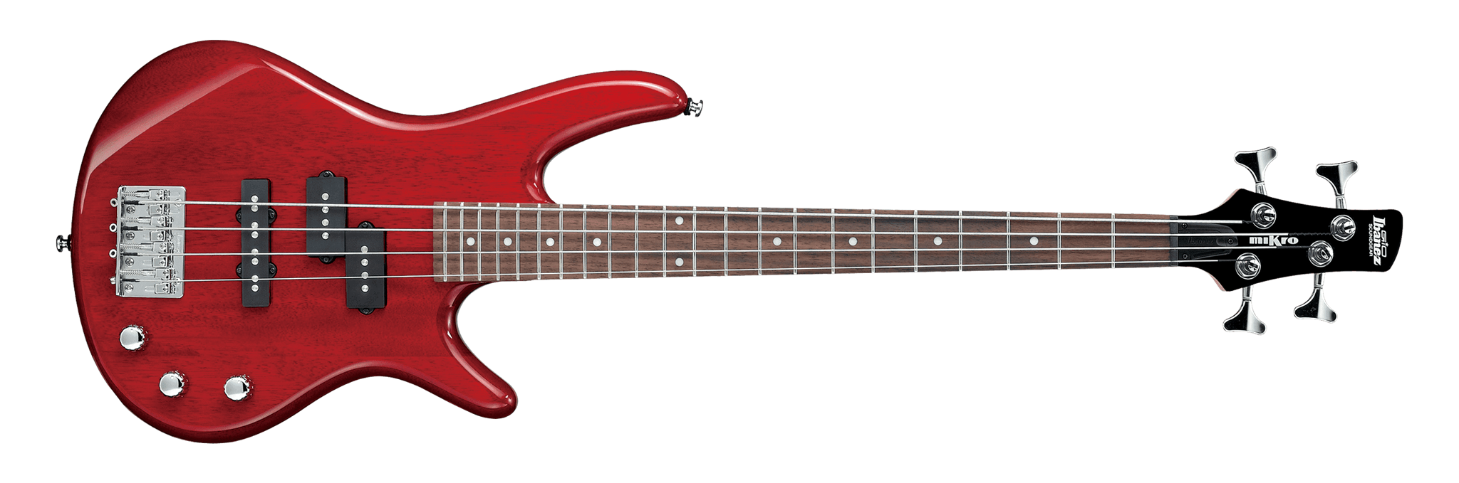 Ibanez MIKRO GSRM20 Transparent Red 28.6 Inch Short Scale 4-String Electric Bass Guitar