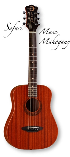 Luna Safari Muse Mahogany 3/4 size Travel   6-String Acoustic  Guitar   