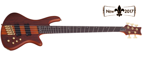 Schecter    DIAMOND SERIES  Studio-5 Fanned Fret Honey Satin 5-String Electric Bass Guitar  