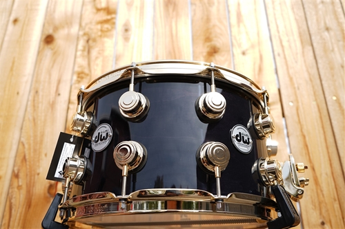 DW USA Collectors Lacquer Specialty Ebony Stain w/ Gold Hardware 8" x 14" Snare Drum
