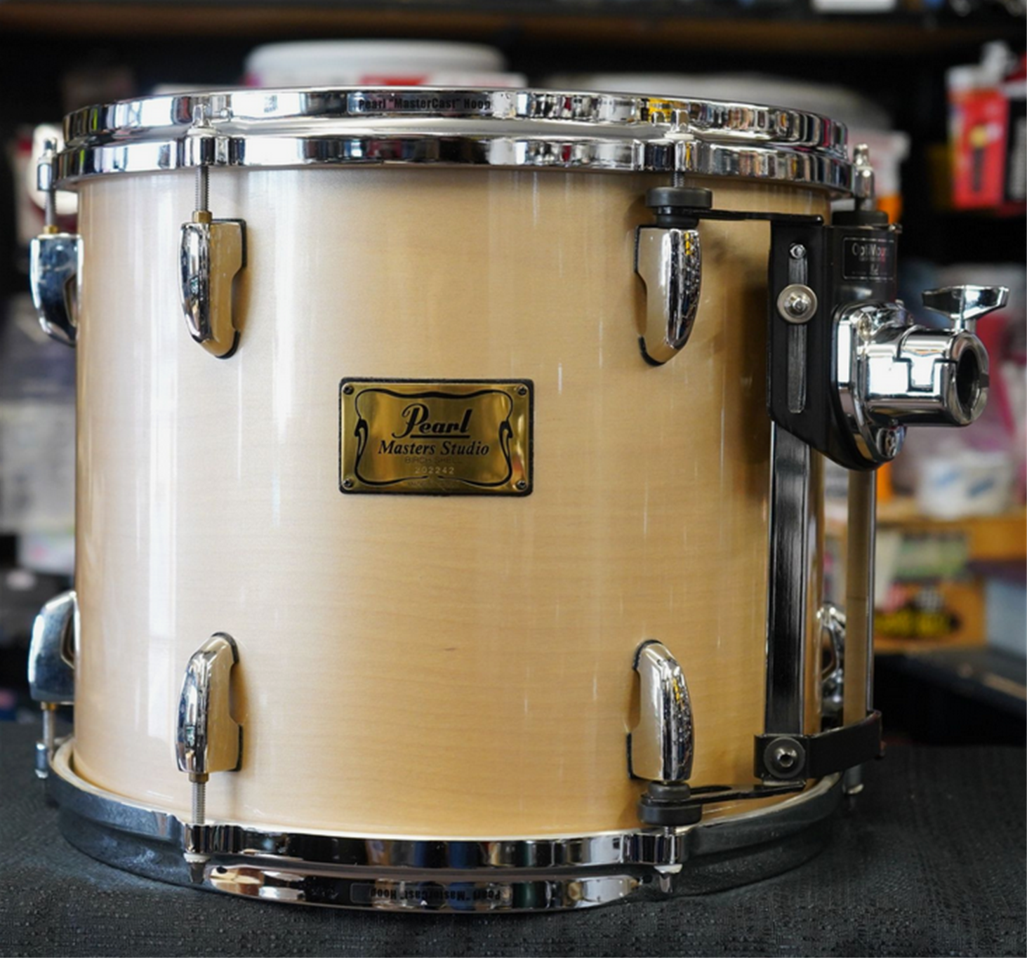 USED - Pearl Masters Studio Series 12x14" Birch Tom w/ OptiMount - Platinum Mist Lacquer