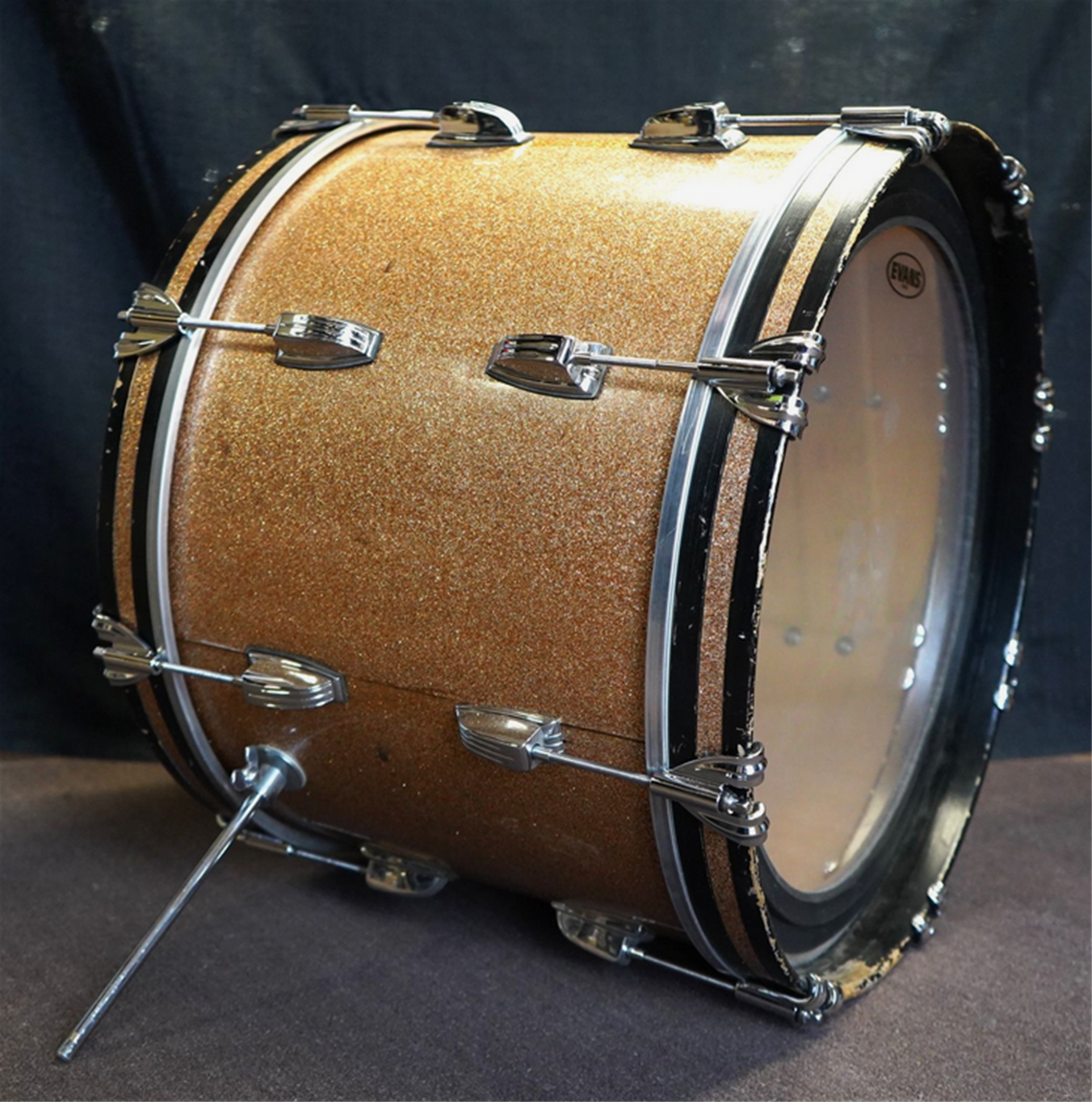 USED - Vintage 1960s Ludwig USA Classic Series 14x20" Maple Bass Drum w/ Rings - Champagne Sparkle