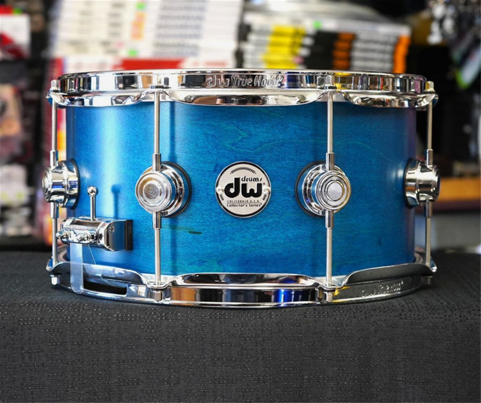 DW USA Collectors Series 6.5x13" Pure Maple SSC Shell Snare Drum With Ring's - Intense Azure Satin Oil