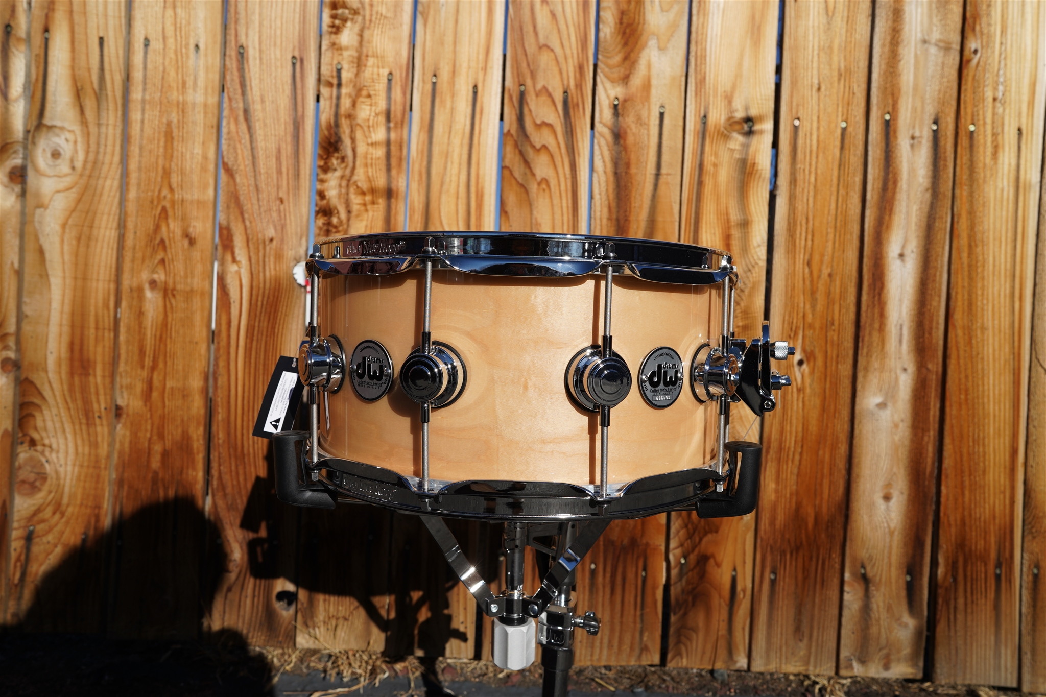 DW USA Collectors Series Natural Lacquer 6.5 x 14" Pure Maple Snare Drum w/ Birch Outer 
