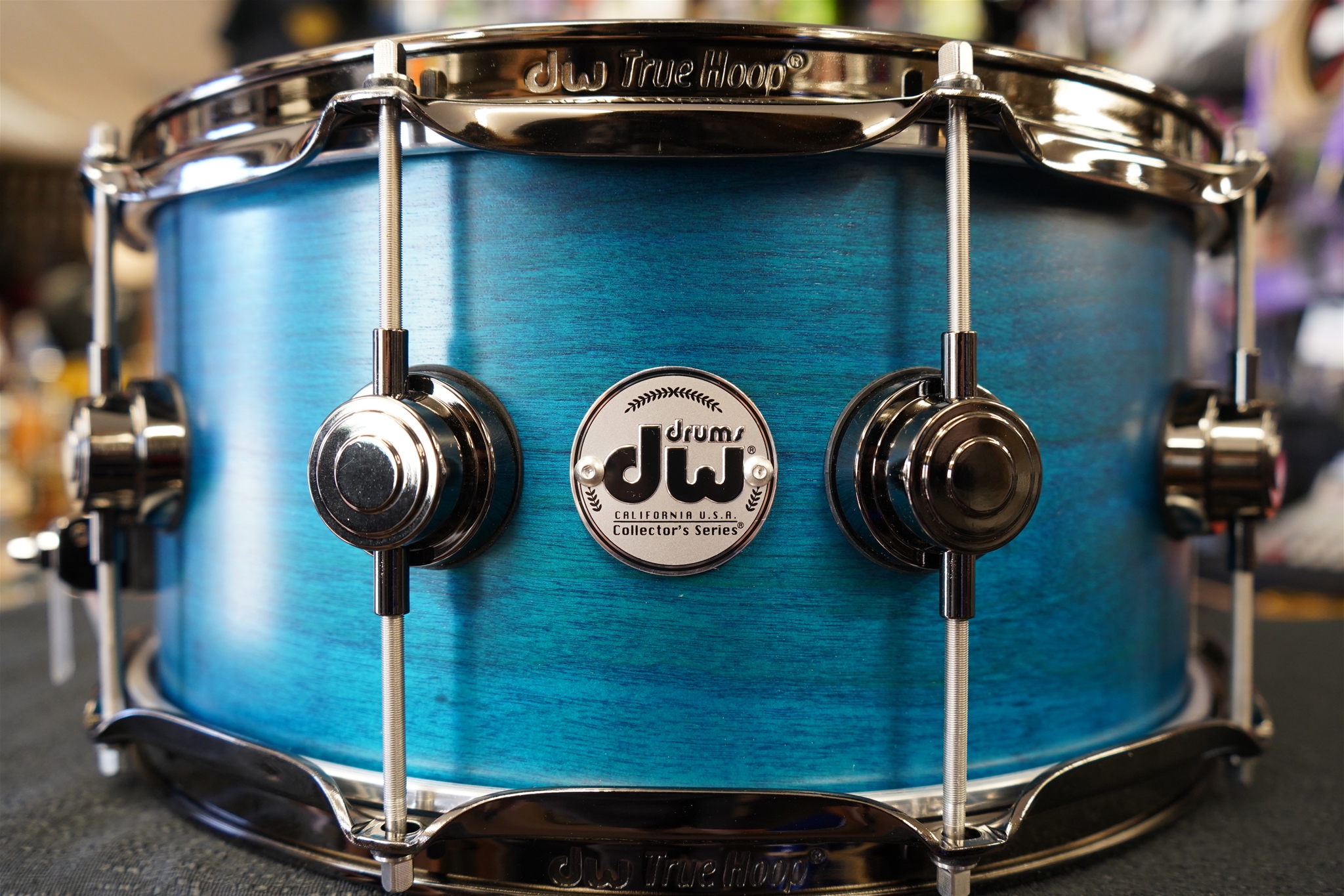 DW USA Collectors Series - Azure Satin Oil - 6.5 x 14" Pure Birch Snare Drum w/ Black Nickel Hardware