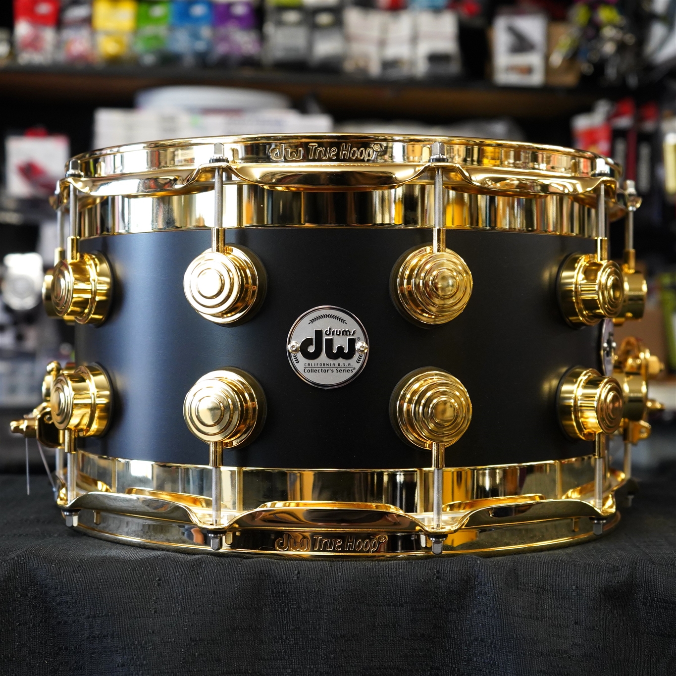DW USA Specialty Edge Series 8x14" Maple/Brass Snare Drum - Intense Ebony Satin Oil