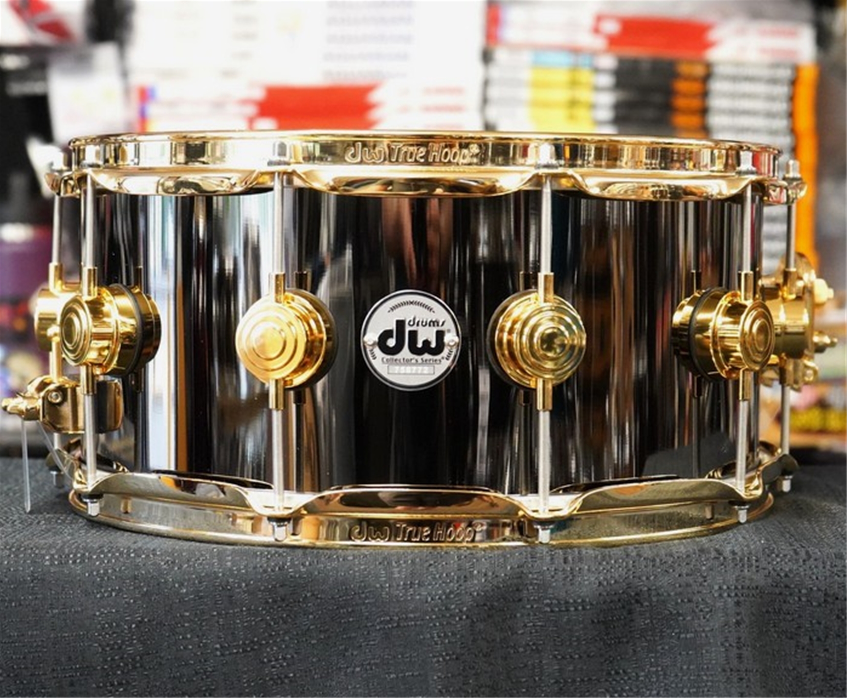 DW USA Collectors Series Black Nickel Over Brass 6.5x14" Snare Drum w/ Gold Hardware