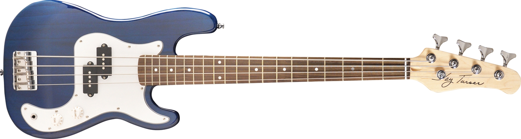 	Jay Turser JTB-40 Trans  Blue 3/4 Size  30.5 Inch Scale 4- String Electric Bass Guitar