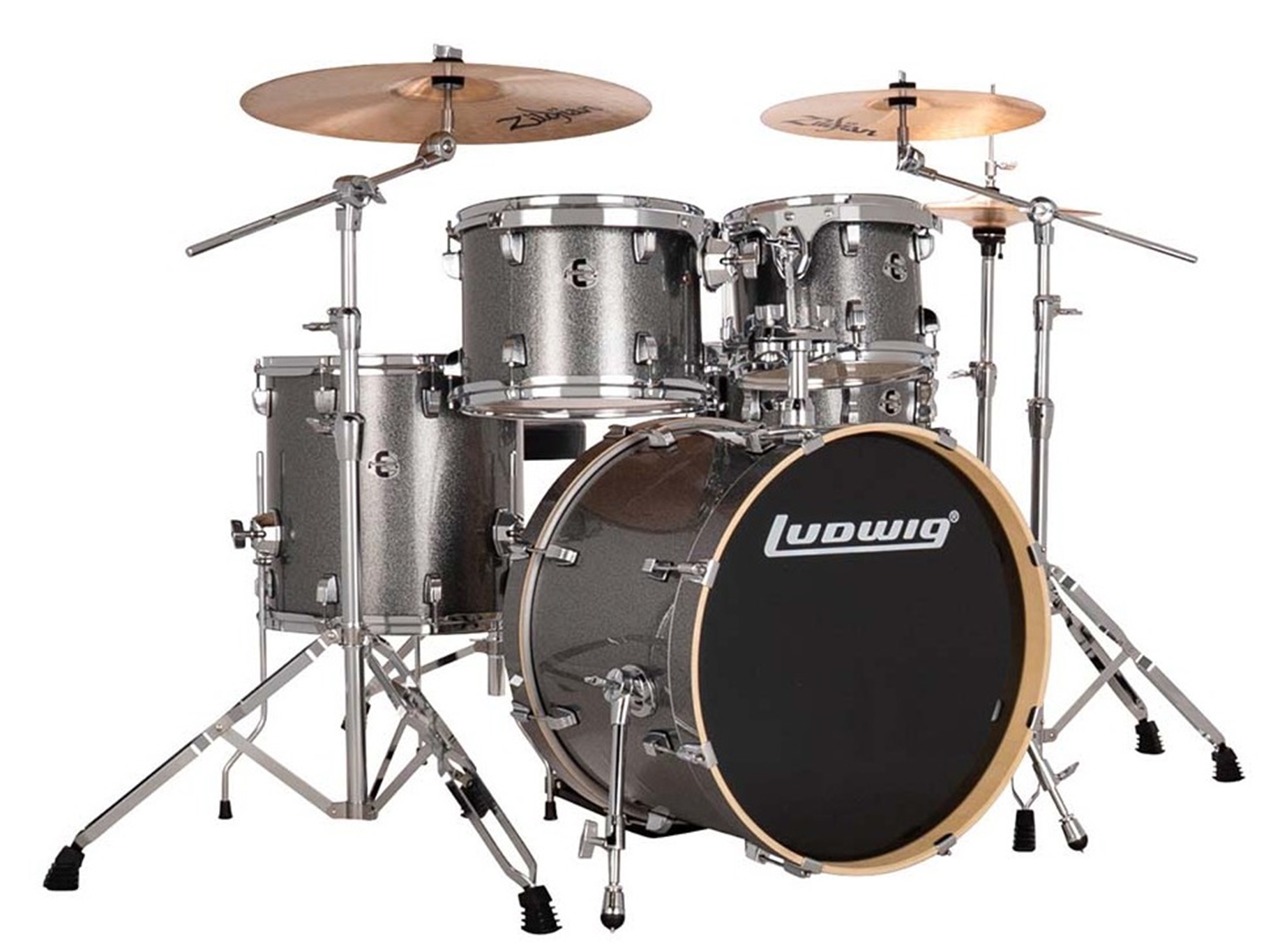 Ludwig Evolution 5pc Drum Set w/ Hardware & Cymbals (20"BD) Platinum Sparkle