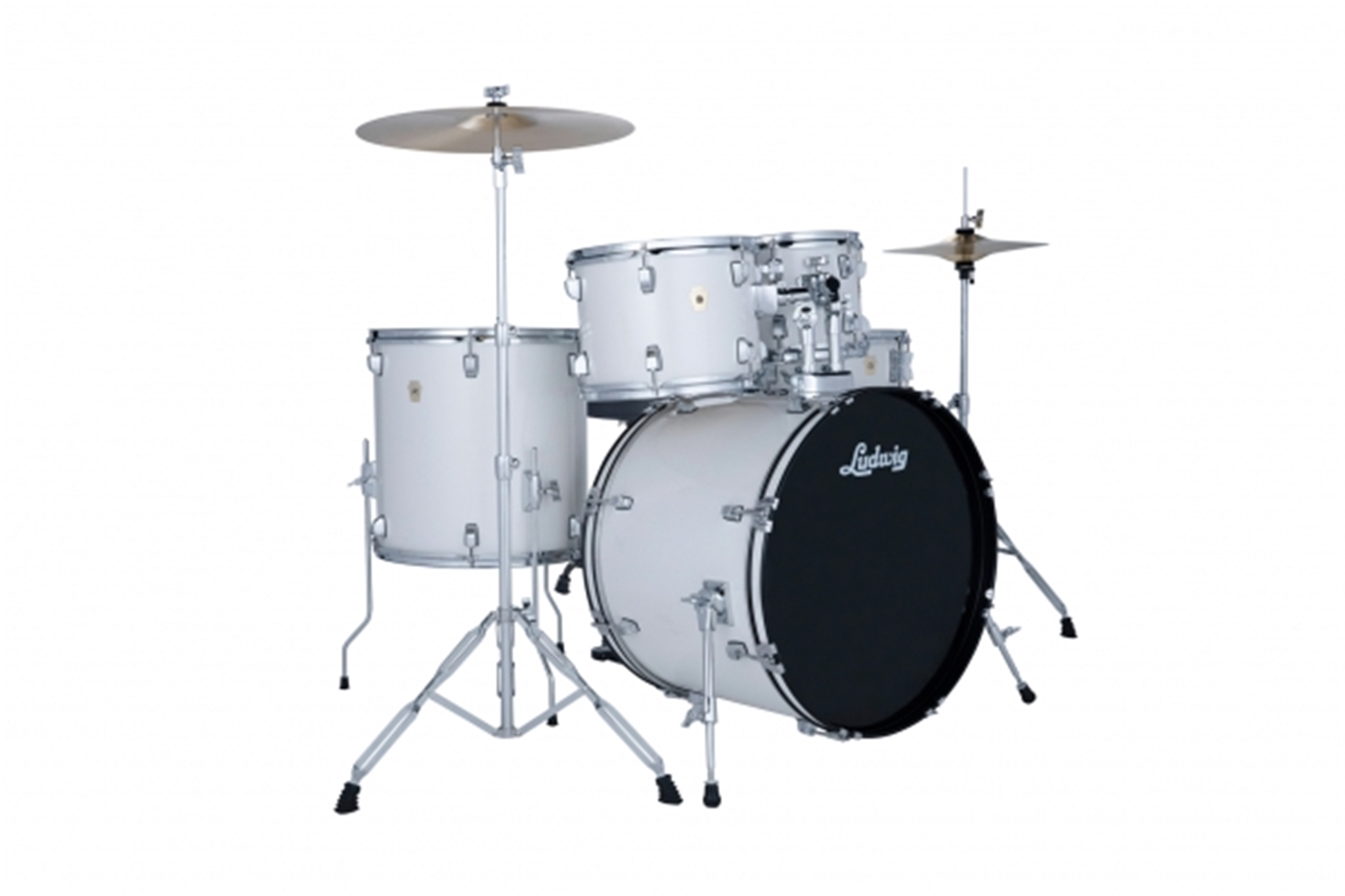 Ludwig Accent Fuse 5-piece Complete Drum Set w/ 20" Bass Drum, Hardware, & Cymbals - Snow Dust