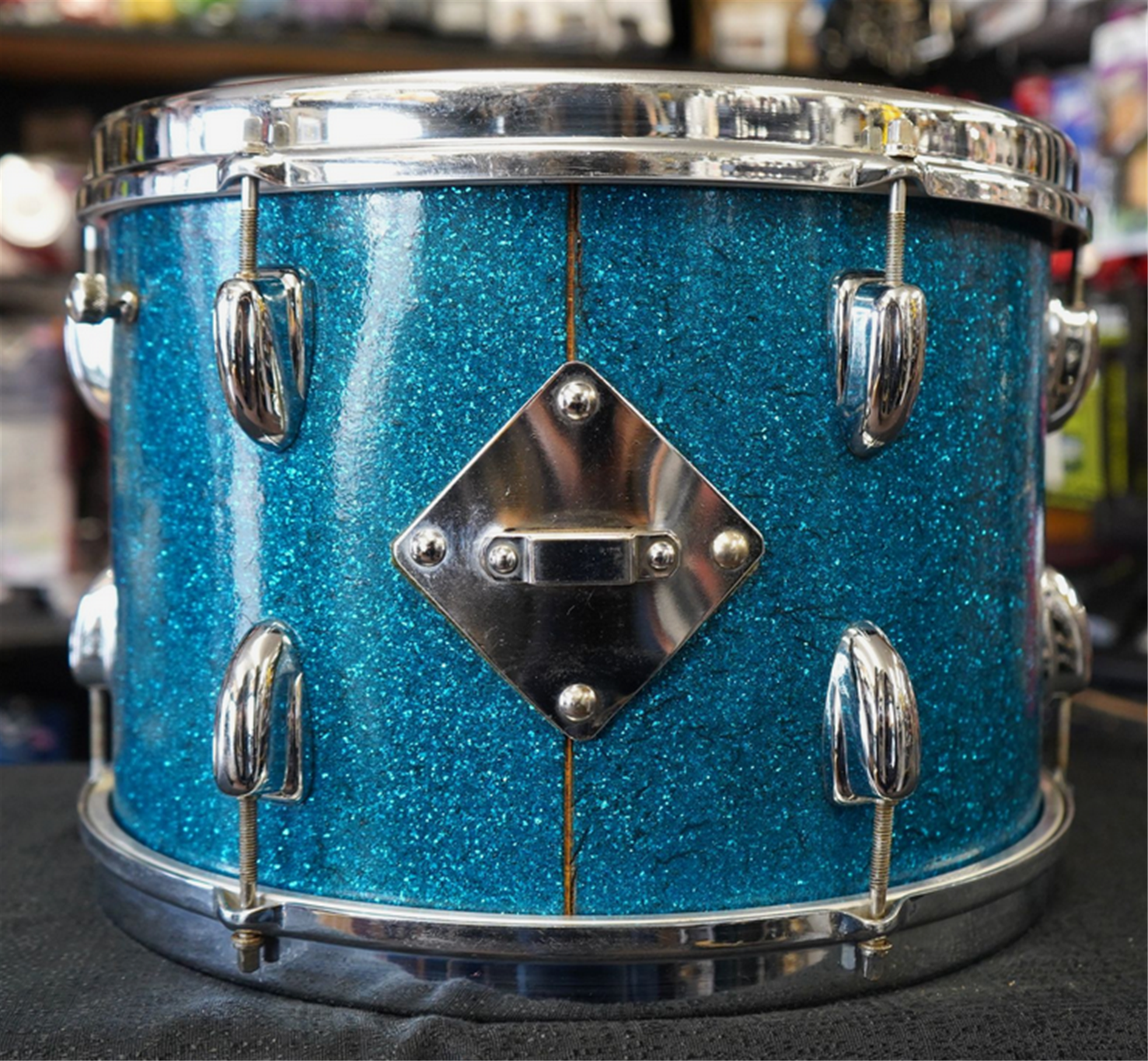 USED - Vintage 1950s Slingerland USA Maple/Poplar/Mahogany 9x13" Tom - Blue Sparkle Wrap