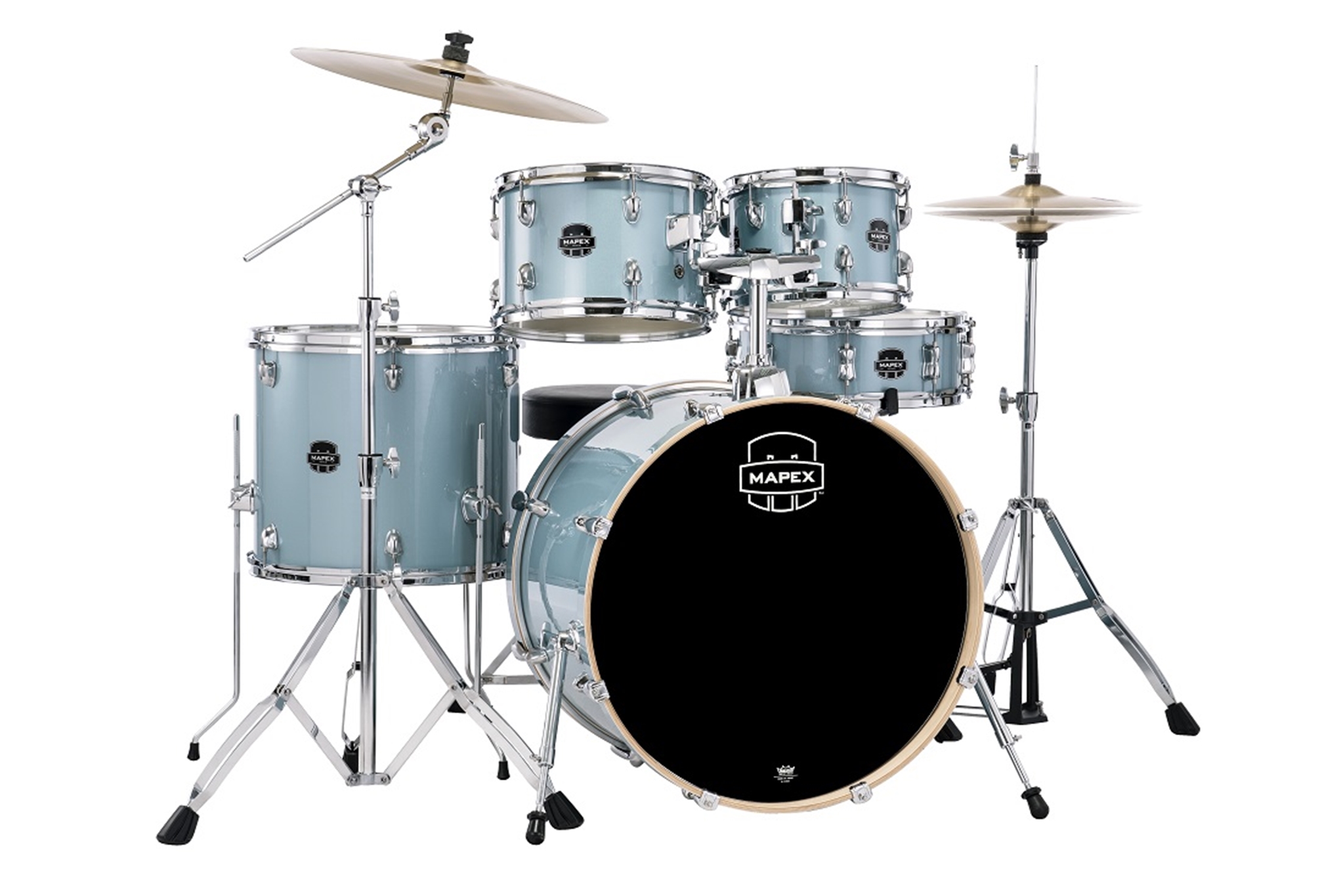 Mapex Venus 5PC Fusion Complete Drum Kit w/ Hardware & Cymbals - Aqua Blue Sparkle