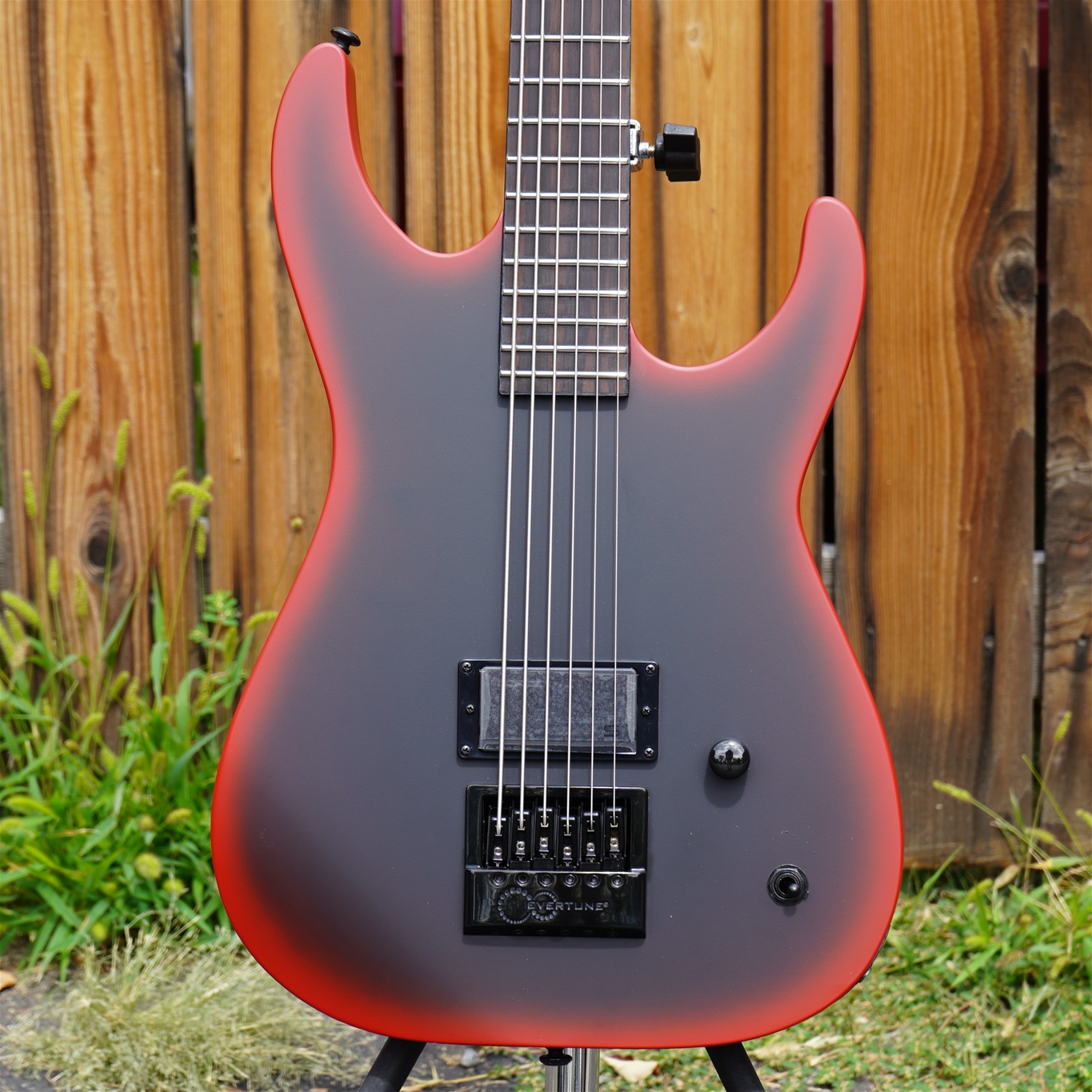 LTD M-6 Evertune 30 Inch Scale Black Metal Black Red Burst Satin 6-String Electric Guitar 2026