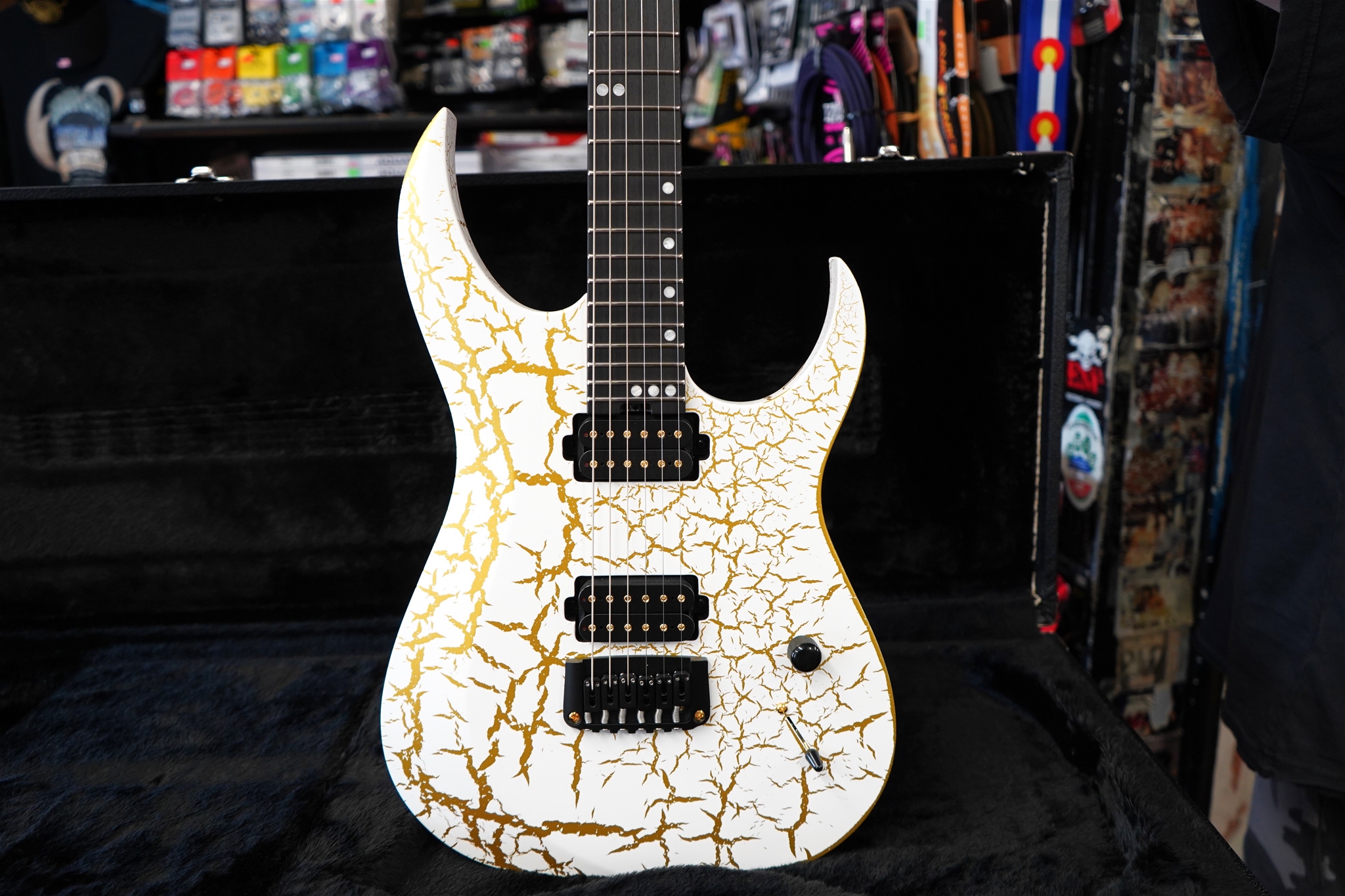 Schecter USA CUSTOM SHOP Sunset Extreme-6 -  White & Gold  Satin Crackle 6-String Electric Guitar 2025