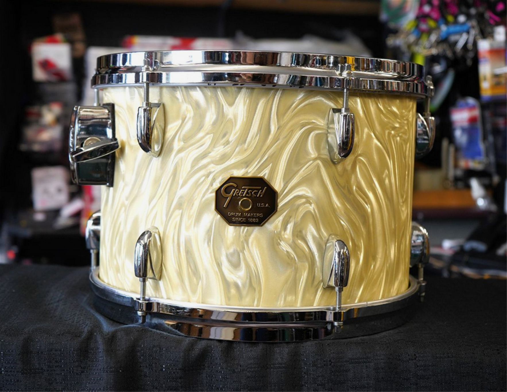 USED - Vintage 1970s Gretsch USA Custom 13" Maple Tom (Stop Sign Badge) - Yellow Satin Flame